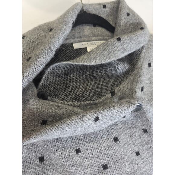Max Studio Knit Wool Blend Gray/ Black Polka Dot Cardigan Cowl Neck Sweater 3x - Picture 8 of 8